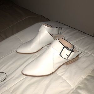 White fashion mules